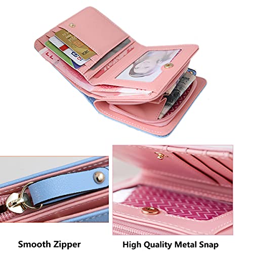 Nawoshow Women Cute Cat Wallet Coin Purse Bifold Wallet Clutch Bag (A-Blue) - Image 5