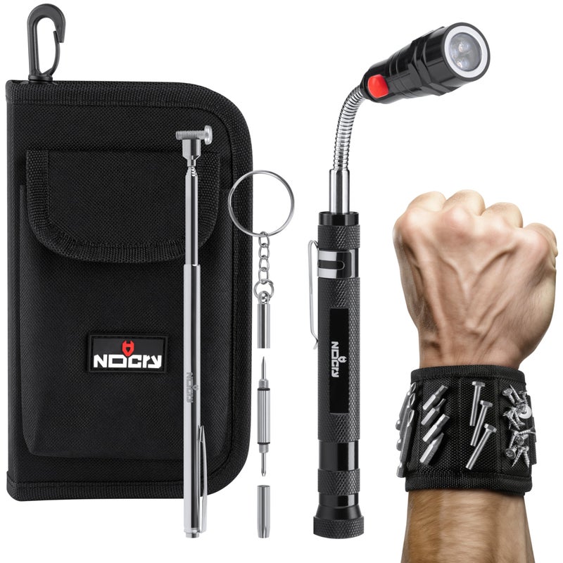 NoCry Telescoping Magnetic Pickup Tool Set for Father's Day Gift â€” Magnetic Wristband, Extendable Mechanic Mirror, Telescoping Pen, 360Â° Flexible Flashlight, 3-in-1 Screwdriver â€” Magnetic Tool Set - Image 1
