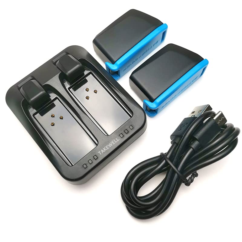 TAKEWELL 2 قطع بطاريات + شاحن مزدوج المنفذ لـ SRAM AXS/eTap، وحدة الشاحن تأتي مع USB C، يمكن شحن كلا البطاريتين بسرعة في نفس الوقت، 300 مللي أمبير 7.4 فولت 2.2 واط لكل بطارية. - Image 1