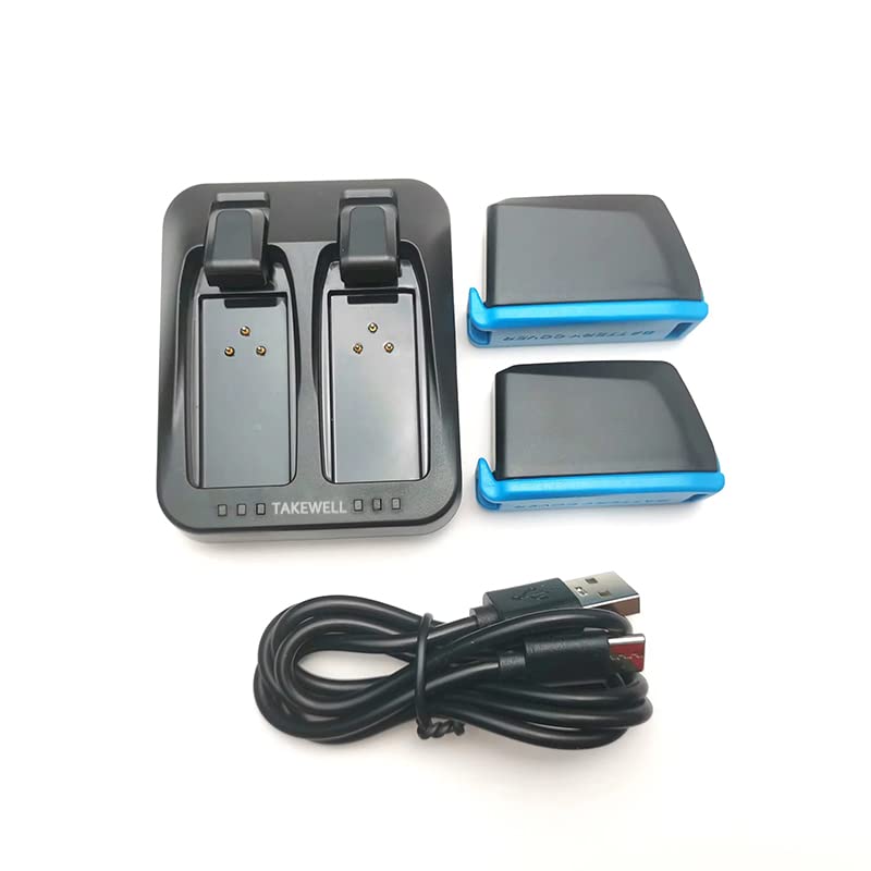 TAKEWELL 2 قطع بطاريات + شاحن مزدوج المنفذ لـ SRAM AXS/eTap، وحدة الشاحن تأتي مع USB C، يمكن شحن كلا البطاريتين بسرعة في نفس الوقت، 300 مللي أمبير 7.4 فولت 2.2 واط لكل بطارية. - Image 2