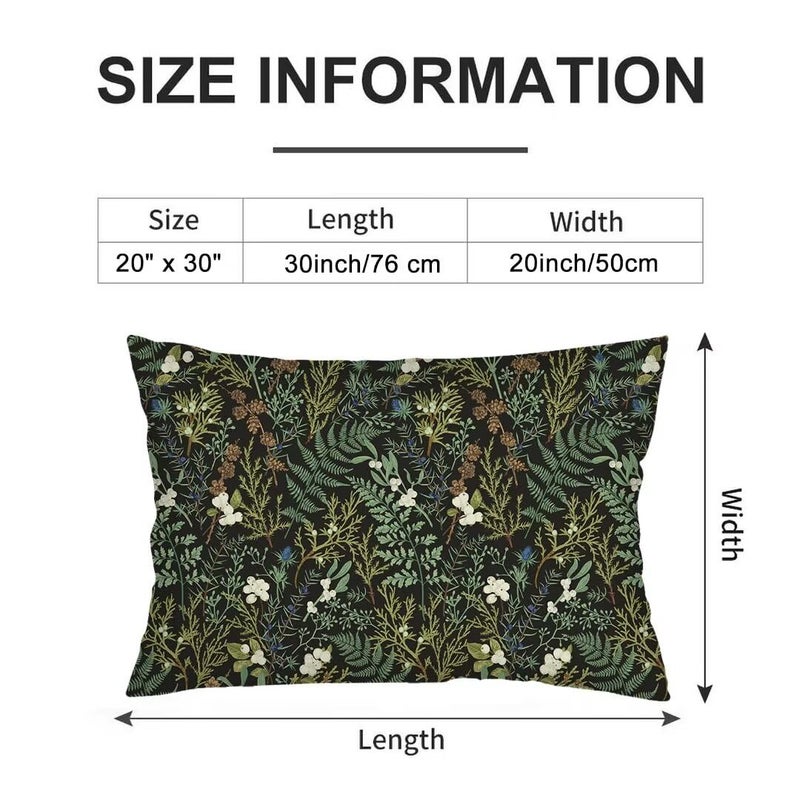 AELMARNEE Green Plant Throw Pillow Cover Queen Size Set of 2 Black Green Botanical Leaf Pillowcases Vintage Floral Lumbar Pillow Case Standard Pillow Cases with Zipper Decorative Cushion Covers for Bed,20"x30" - Image 5