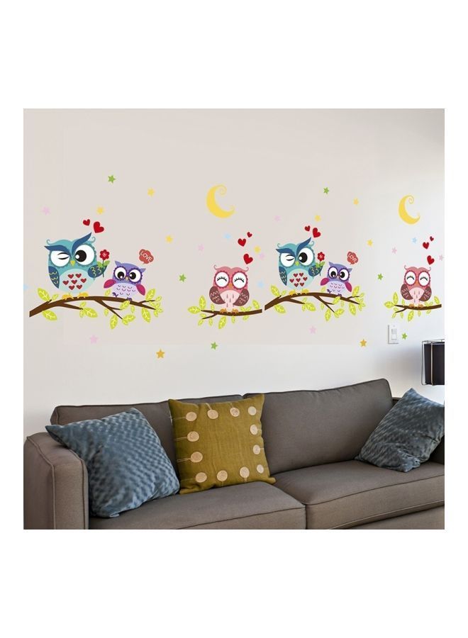 NIBEMINENT 2-Piece Owl PVC Wall Sticker Green/Red 64x43cm - Image 4