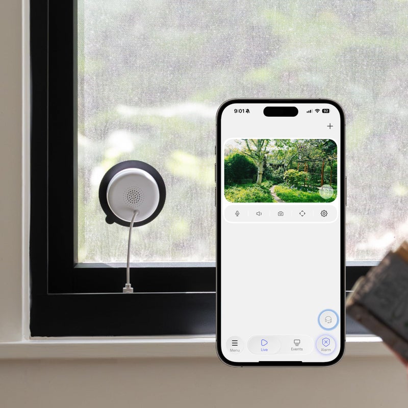 LUNA Home Luna 3MP 2K Window Camera, 2.4GHz WiFi6 Indoor Cameras for Home Security Outdoor, Smart AI Descriptive Motion Alert, Color Night Vision, Stick-On Glass-Mount Wired, Easy & Quick Install - Image 1