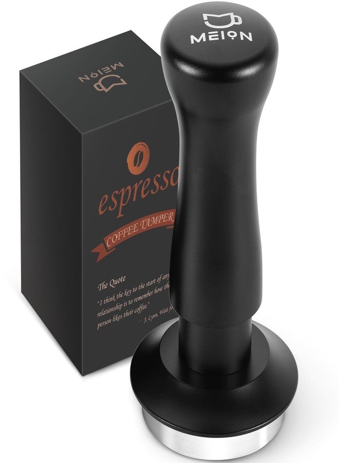 MEION Espresso Tamper 53.3mm Coffee Tamper, Calibrated Dual Spring Loaded Barista Tamper with Stainless Steel Base, Comes with aluminum storage pad (53.3MM, Black) - Image 1