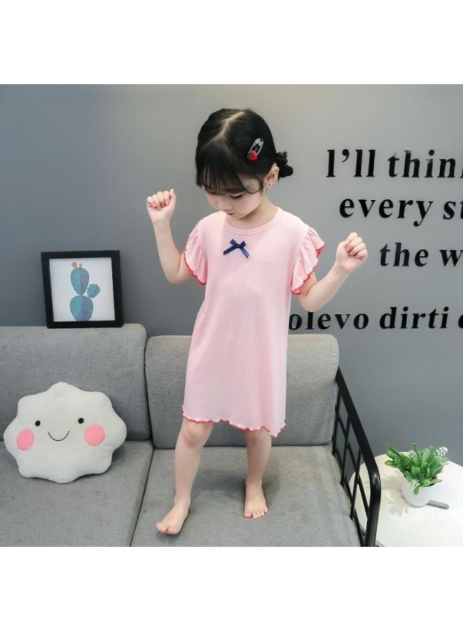 Girls Summer Nightgown Thin Ice Silk Little Girl Small And Medium-sized Kidsren's Pajamas Cute Home Clothes Baby Girl Air-conditioned Clothes