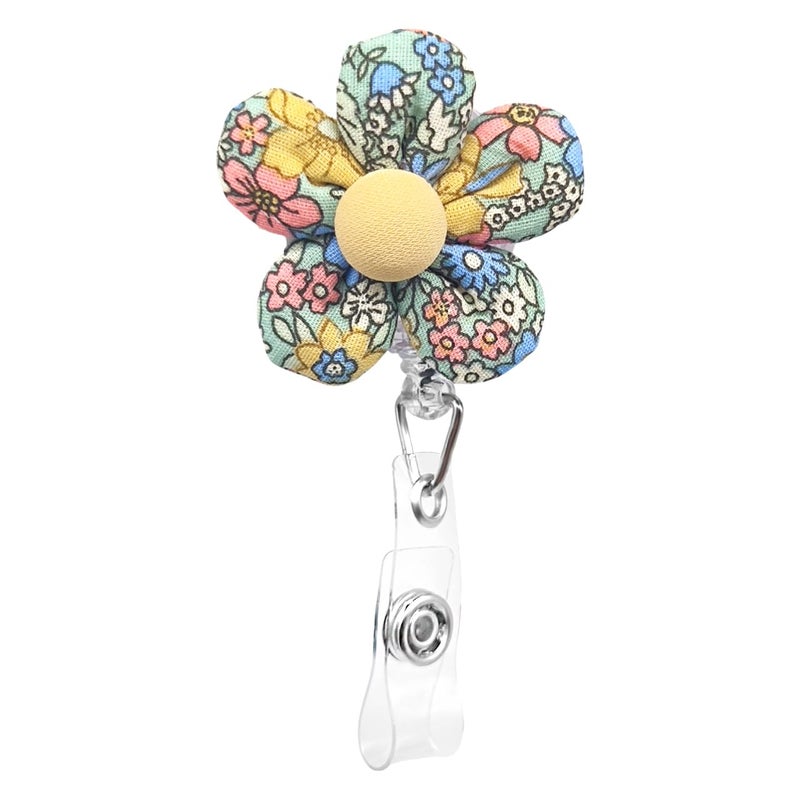 Sopopal Flower Badge Reel Holder Retractable Clip Cute Floral Badge Reels Decorative Daisy ID Clip for Nurses Medical Assistant Hospital Women - Deep Green - Image 1