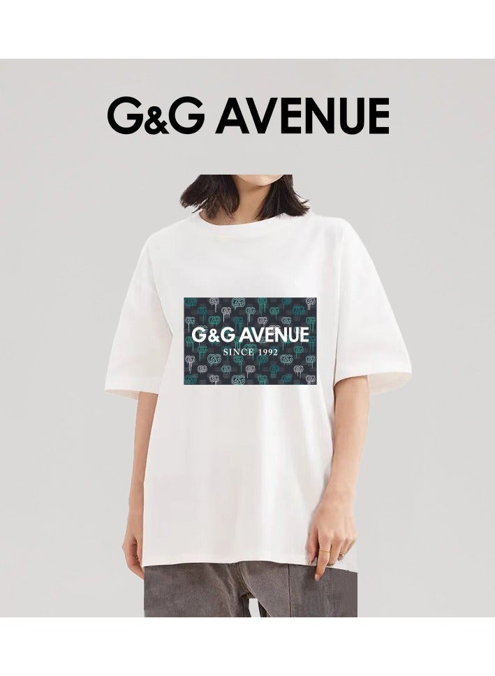 G&G AVENUE Men's Oversized round neck T-shirt, pure cotton thick and high-quality, 1/2 sleeve shirt slim fit new trend white Heavy cotton fabric  - Image 5