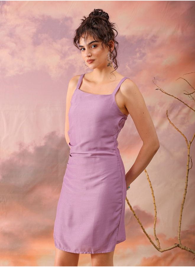 Freehand Women Fitted Casual Solid Gathered Dress  - Image 4