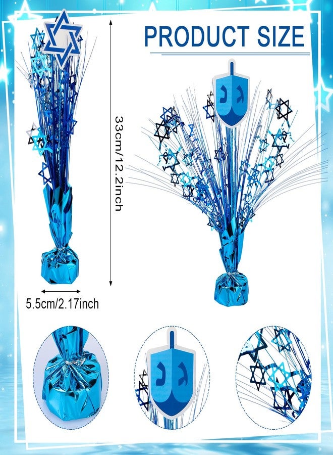 Barydat زينة طاولة عيد الأنوار (حانوكا) من باريدات، نجوم ديفيد، بلاستيك معدني، ديكور متفجر، رقائق زرقاء لعيد الأنوار، لوازم حفلات منزلية، زينة طاولة (9 قطع) - Image 3