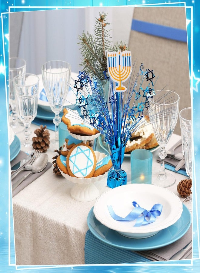 Barydat زينة طاولة عيد الأنوار (حانوكا) من باريدات، نجوم ديفيد، بلاستيك معدني، ديكور متفجر، رقائق زرقاء لعيد الأنوار، لوازم حفلات منزلية، زينة طاولة (9 قطع) - Image 5