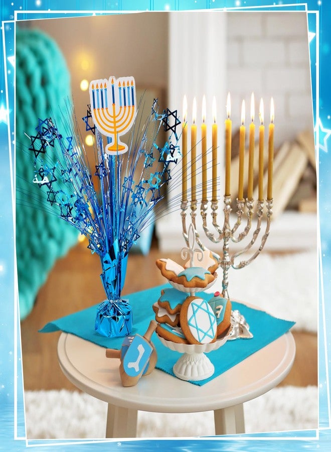 Barydat زينة طاولة عيد الأنوار (حانوكا) من باريدات، نجوم ديفيد، بلاستيك معدني، ديكور متفجر، رقائق زرقاء لعيد الأنوار، لوازم حفلات منزلية، زينة طاولة (9 قطع) - Image 4