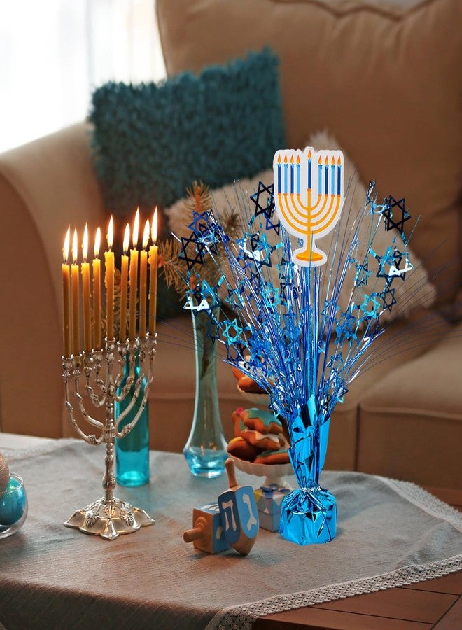 Barydat زينة طاولة عيد الأنوار (حانوكا) من باريدات، نجوم ديفيد، بلاستيك معدني، ديكور متفجر، رقائق زرقاء لعيد الأنوار، لوازم حفلات منزلية، زينة طاولة (9 قطع) - Image 2