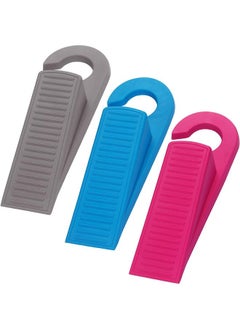 Oasisgalore 3 Pack Rubber Door Stoppers - 1 Inch, Universal (Gray/Blue/Rose)  - Image 1