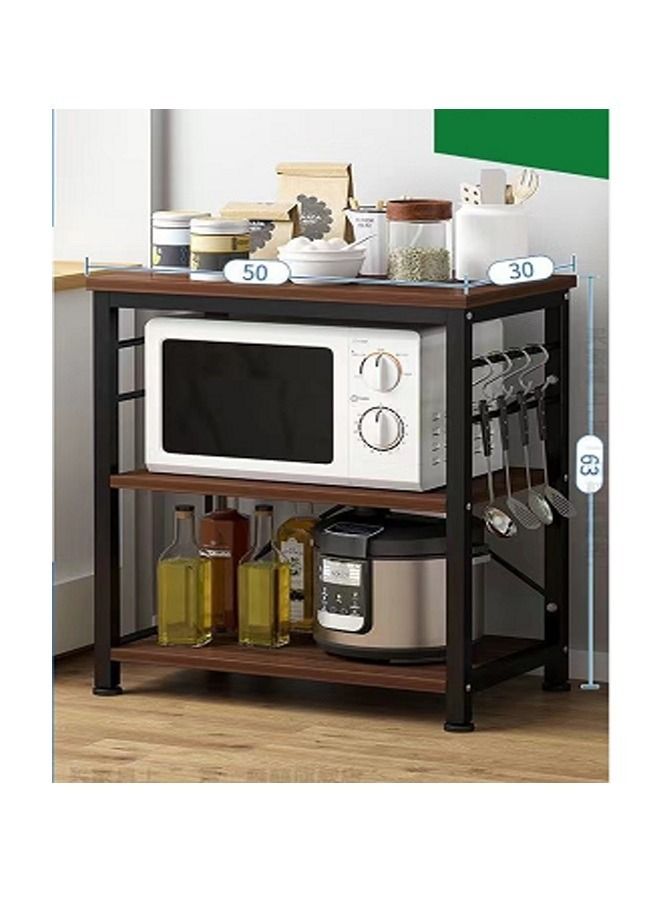 C&C Home 3-Tiers Microwave Oven Stand Storage Rack Cart with Metal Frame Kitchen Organizer Stand 50x30x63 cm  - Image 3