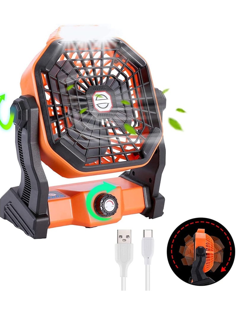 Portable Fan Rechargeable Outdoor Camping Fan with LED Lantern and Hook USB Small Desk Fan Cordless Fan for Bedroom Table Home Office Tent Travel - Image 1