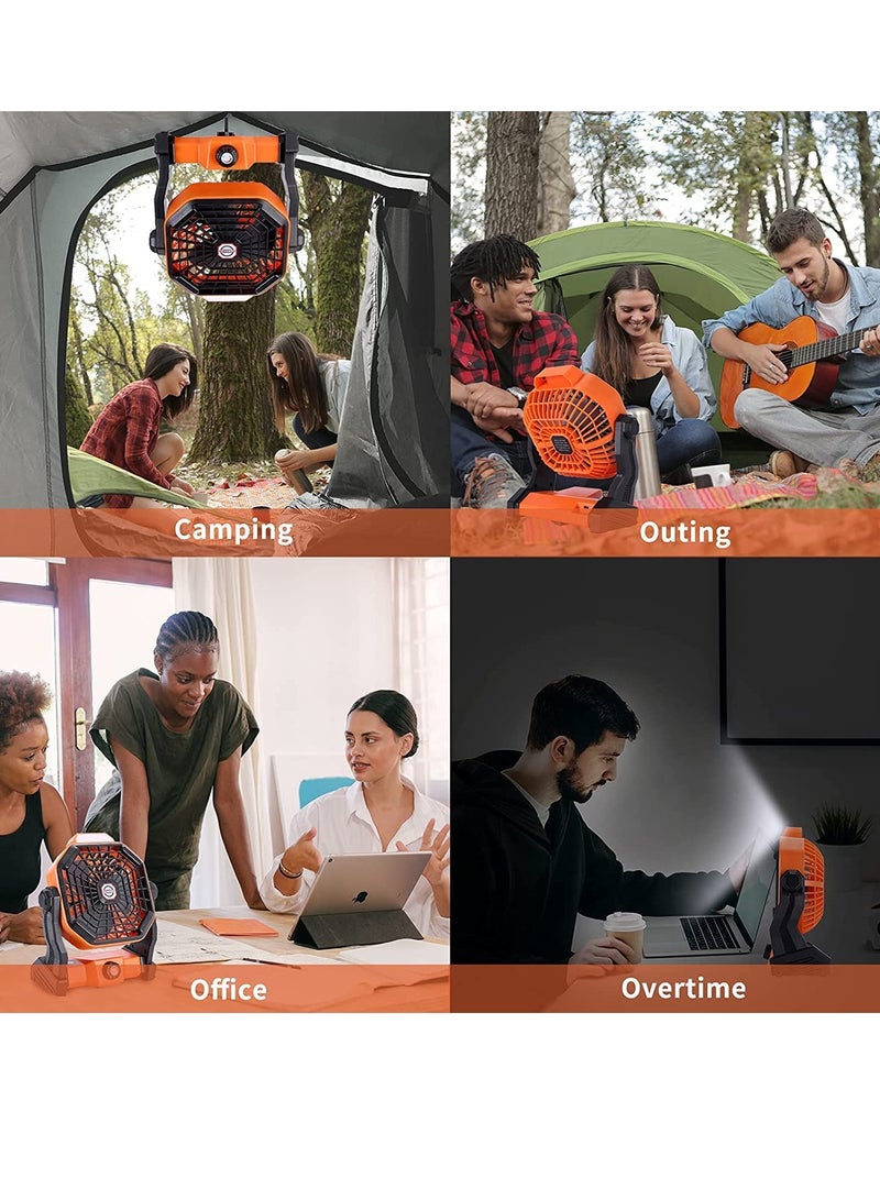 Portable Fan Rechargeable Outdoor Camping Fan with LED Lantern and Hook USB Small Desk Fan Cordless Fan for Bedroom Table Home Office Tent Travel - Image 2