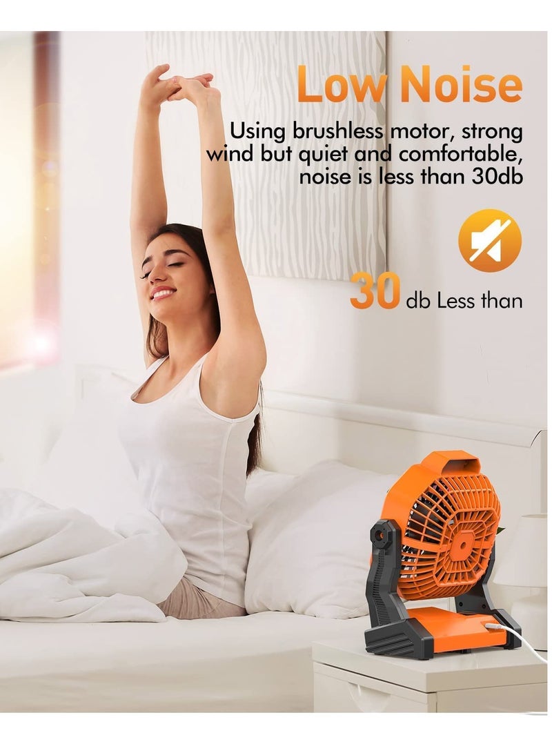 Portable Fan Rechargeable Outdoor Camping Fan with LED Lantern and Hook USB Small Desk Fan Cordless Fan for Bedroom Table Home Office Tent Travel - Image 3