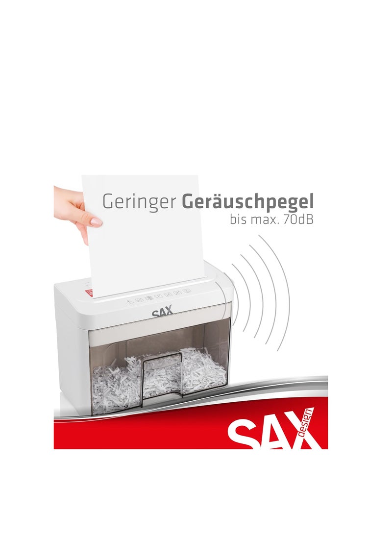 Sax - Sax Bruno Paper Shredder - Particle Cut 3 x 18 mm, Shreds Paper, CDs & Cards, 220 mm Input Opening, 2 Sheets A4 Capacity, 3.5 L Container, Quiet up to 70 dB, Ideal for Office & Home Office - Image 1