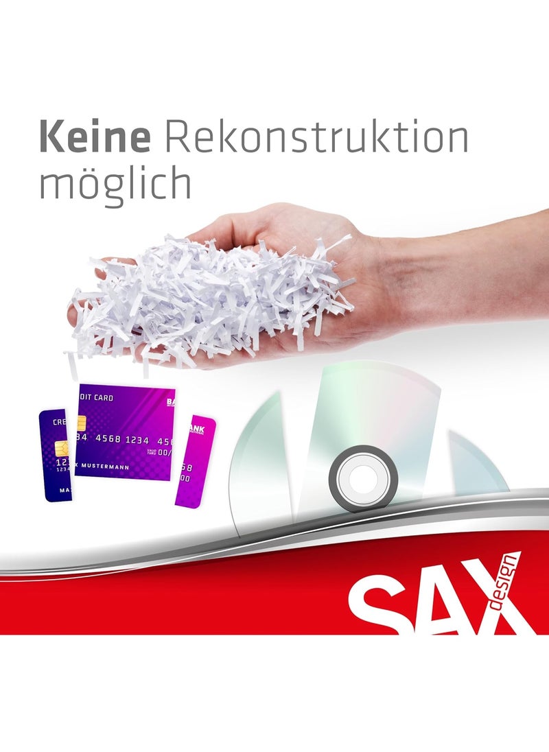Sax - Sax Bruno Paper Shredder - Particle Cut 3 x 18 mm, Shreds Paper, CDs & Cards, 220 mm Input Opening, 2 Sheets A4 Capacity, 3.5 L Container, Quiet up to 70 dB, Ideal for Office & Home Office - Image 1
