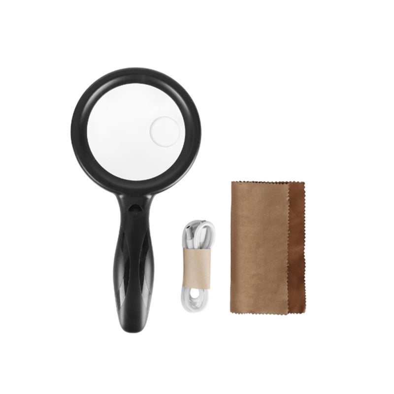 Portable Magnifying Glass 5X/10X Black 4-Inch Lens 1-Inch Zoom Lens - 33 LED Lamps 3 Brightness Levels Touch Control Rechargeable 1200mAh Battery for Reading Aid Soldering Jewelry Inspection Coin Stam - Image 5