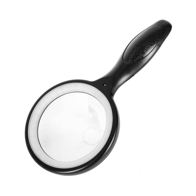 Portable Magnifying Glass 5X/10X Black 4-Inch Lens 1-Inch Zoom Lens - 33 LED Lamps 3 Brightness Levels Touch Control Rechargeable 1200mAh Battery for Reading Aid Soldering Jewelry Inspection Coin Stam - Image 2