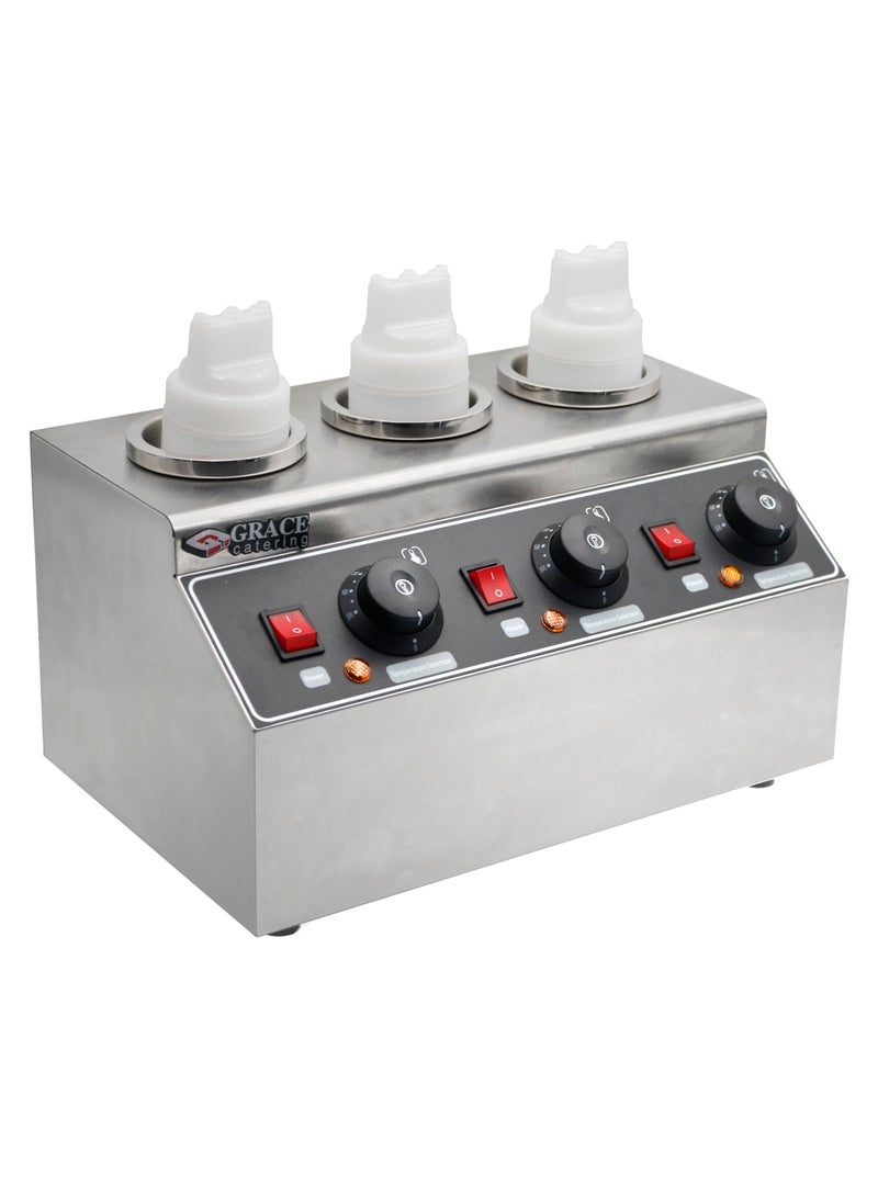 Grace Commercial 3 زجاجات صلصة كهربائية لتدفئة الجبن والشوكولاتة - Image 2