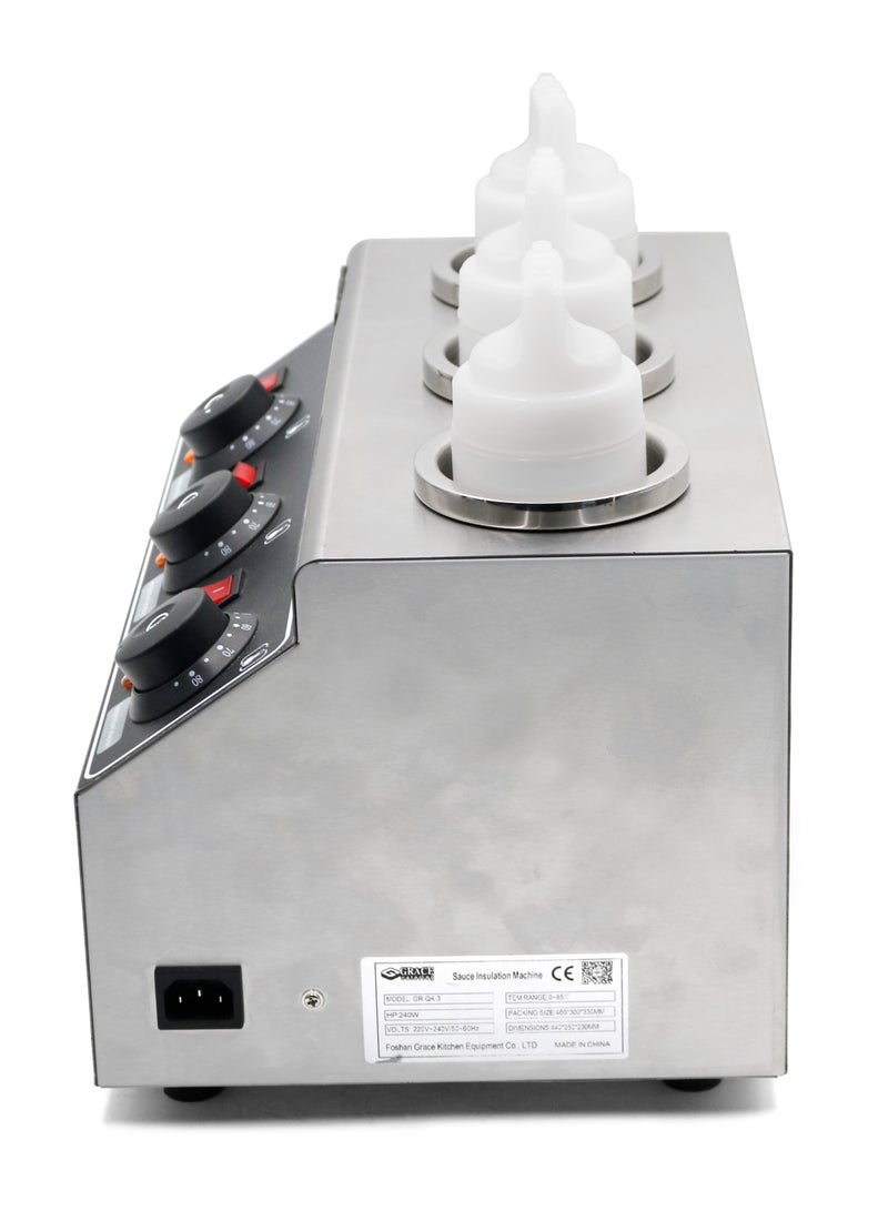 Grace Commercial 3 زجاجات صلصة كهربائية لتدفئة الجبن والشوكولاتة - Image 4