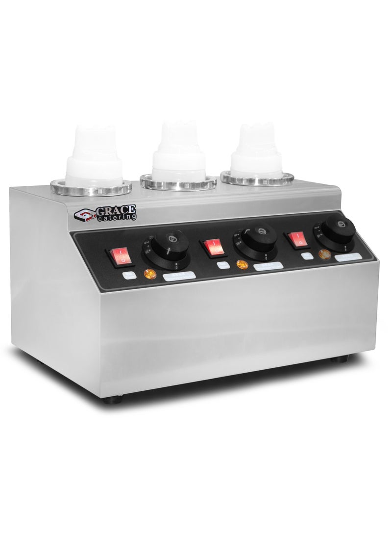 Grace Commercial 3 زجاجات صلصة كهربائية لتدفئة الجبن والشوكولاتة - Image 3