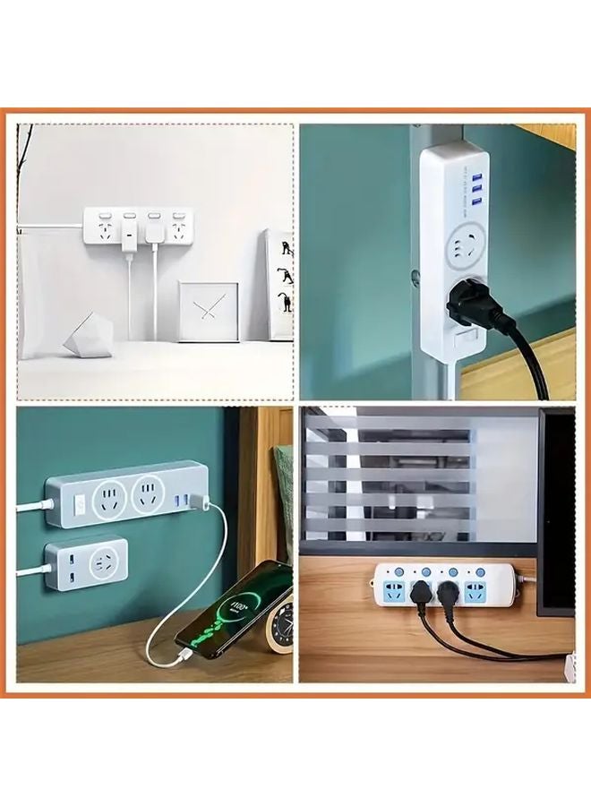 Green Wall Mounted Socket Organizer With Cable Management No Drill Installation - Image 3