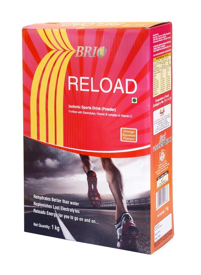 Brio Reload Isotonic Instant Drink Powder | Fortified With Electrolytes, Vitamin B Complex And Vitamin C Pack Of 1 Kg (Orange Squeeze) - Image 1