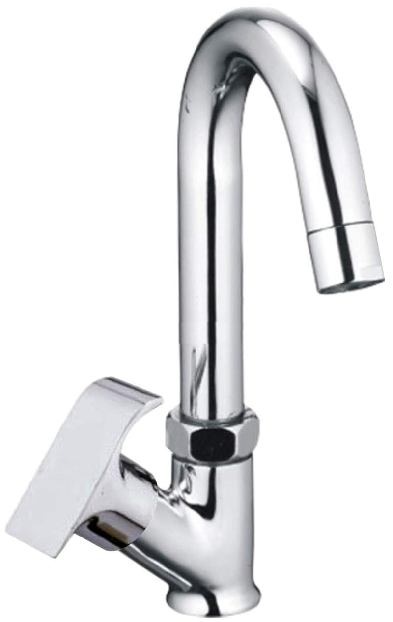 DRIZZLE Swift Swan Neck Pillar Cock Basin Tap Brass with 360 Degree Swivel Spout - Image 1