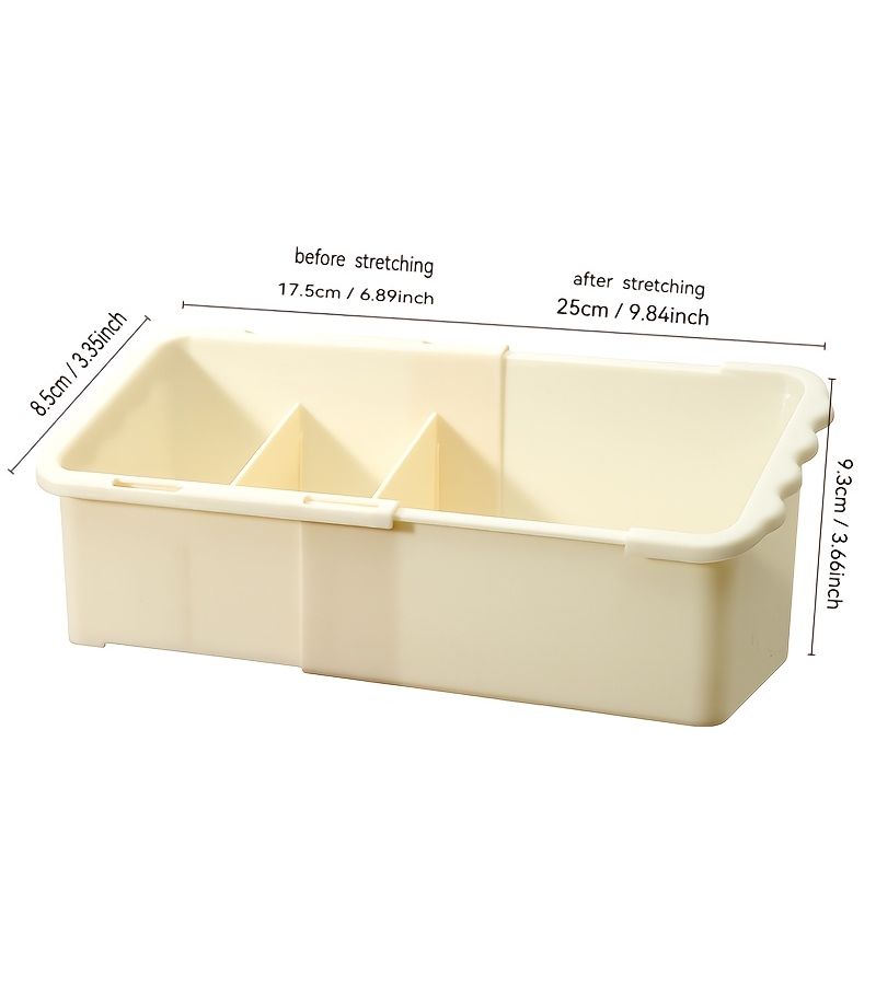Cream Yellow Retractable Mirror Cabinet Storage Box With Adjustable Cosmetic Organizer - Image 4