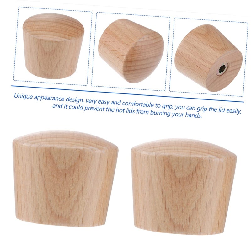 Wooden Pot Lid Knobs Replacement Handles 3Pcs Set For Steaming Pots And Woks - Image 3