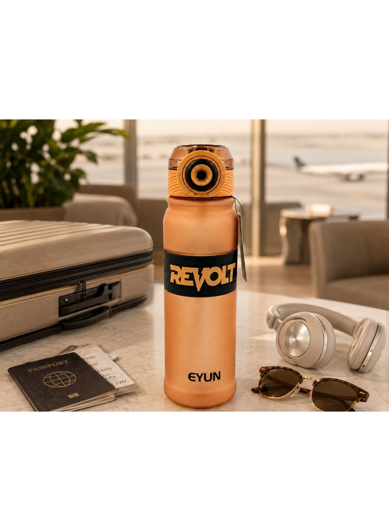 EYUN زجاجة مياه رياضية EYUN Revolt سعة 1000 مل، خالية من BPA ومانعة للتسرب وآمنة للطعام ومناسبة للفريزر للجيم والمدرسة والمكتب والسفر (بيج رملي) - Image 4
