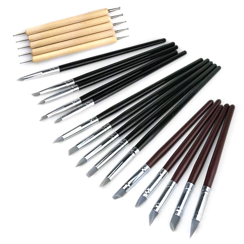 Hamineler 20Pcs Silicone Clay Sculpting Tool Clay Shaping Modeling Wipe Out Tools Modeling Dotting Tool Pottery Sculpture Carving Tools