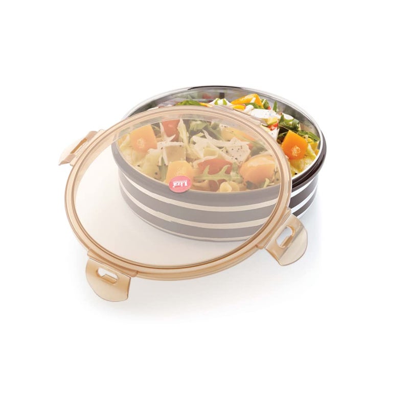 Nabhya Nabhya Stainless Steel Airtight & Leak Proof S.S.Container/Lunch Box with Plastic Coating & 4 Side Locking Lid (Medium-750 ML, 1 PC)  - Image 4