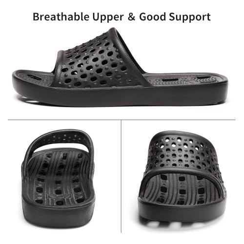 Xomiboe Shower Shoes Women Non Slip Men Shower Slippers College Dorm Room Essentials for Girls Kids Sandals Swimming Water Shoe Quick Drying (Black,EU36-37) - Image 5