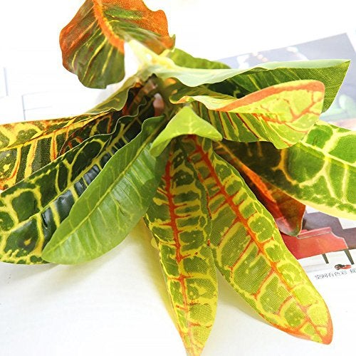 Fourwalls Artificial Croton Plant Stems for Home Decoration (35 cm, Set of 3, no Pot) - Image 3