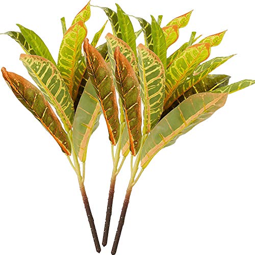 Fourwalls Artificial Croton Plant Stems for Home Decoration (35 cm, Set of 3, no Pot) - Image 1