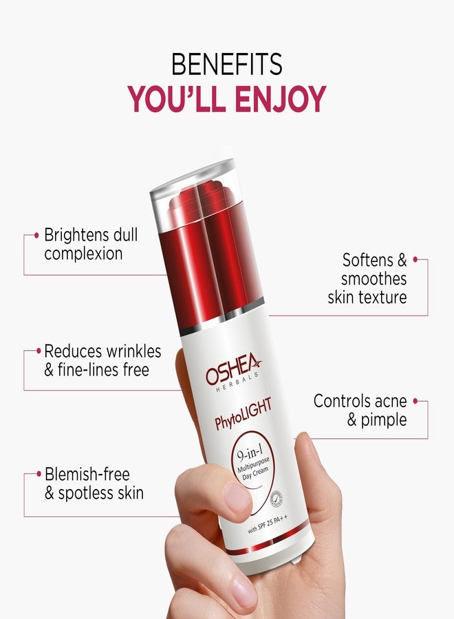 Oshea Herbals Phytolight Day Cream SPF 25 PA++ for All Skin Types | Treats Acne, Pimples, Wrinkles & Fine Lines UVA/UVB Protection Enriched with Soybean & Pea Extracts | Paraben Free (Pack of 2) - Image 5