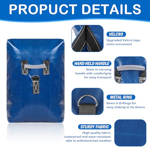 Esmorah 4pcs Vinyl Sandbags with Handle, 50lb Capacity Bounce House Sand Bags, Duty Sand Bag Anchor Safety Weight Product for Inflatable Trampolines and Water Slides (Blue) - Image 3
