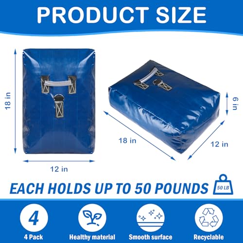 Esmorah 4pcs Vinyl Sandbags with Handle, 50lb Capacity Bounce House Sand Bags, Duty Sand Bag Anchor Safety Weight Product for Inflatable Trampolines and Water Slides (Blue) - Image 2