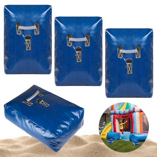 Esmorah 4pcs Vinyl Sandbags with Handle, 50lb Capacity Bounce House Sand Bags, Duty Sand Bag Anchor Safety Weight Product for Inflatable Trampolines and Water Slides (Blue) - Image 1