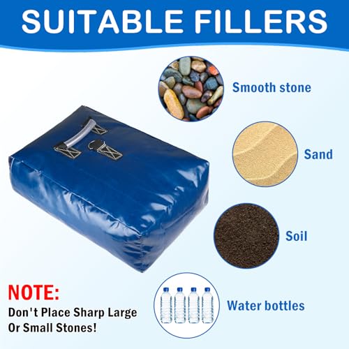 Esmorah 4pcs Vinyl Sandbags with Handle, 50lb Capacity Bounce House Sand Bags, Duty Sand Bag Anchor Safety Weight Product for Inflatable Trampolines and Water Slides (Blue) - Image 4