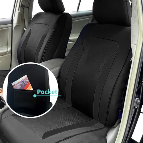 carleef 4PCS Cooling Car Seat Covers,Breathable Front Seat Covers with Mesh Construction and Foam Padding,Car Seat Protector to Reduce Back Sweating,Universal Car Interior for Car SUV (Black) - Image 5