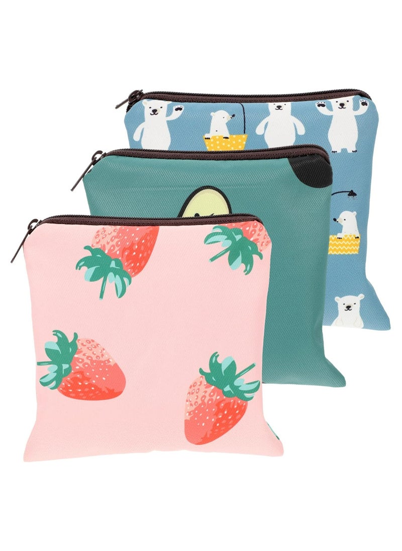 Oasisgalore 3pcs Sanitary Napkin Storage Bags - Cute Cotton Pad Organizer for Girls and Women  - Image 1