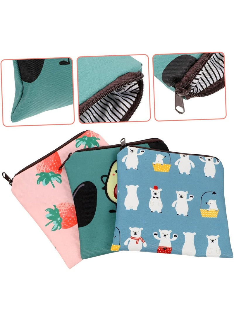 Oasisgalore 3pcs Sanitary Napkin Storage Bags - Cute Cotton Pad Organizer for Girls and Women  - Image 5