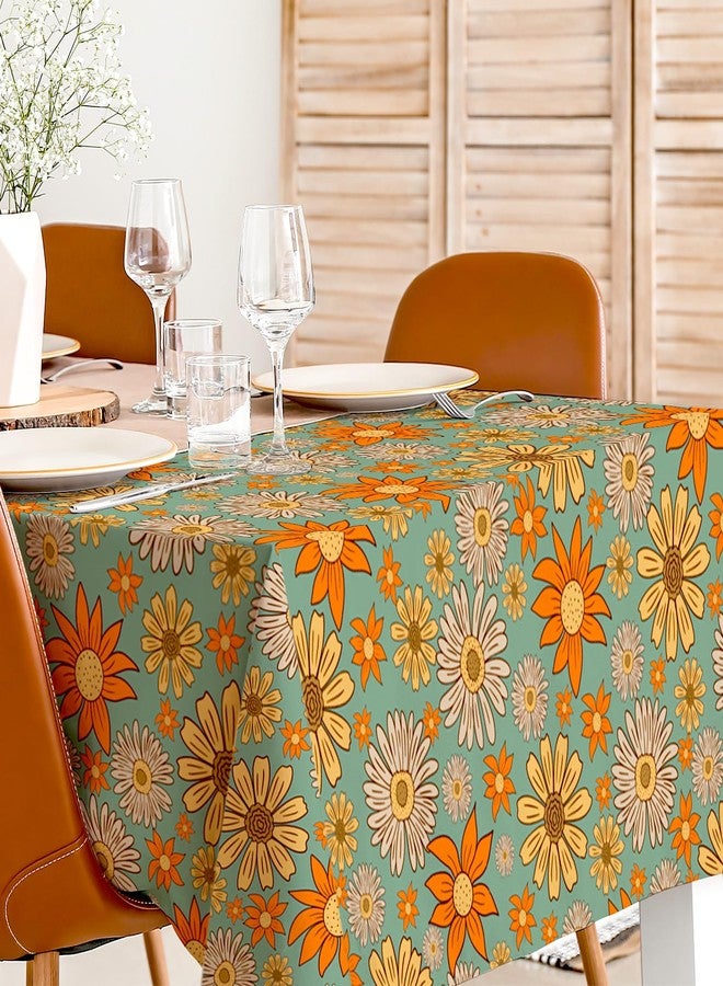 AnyDesign Groovy Daisy Tablecloth 60 x 104 Inch Vintage Boho Floral Table Cloth Washable Retro Hippies Flower Table Cover for 70s Boho Birthday Baby Shower Wedding Party Decor - Image 2