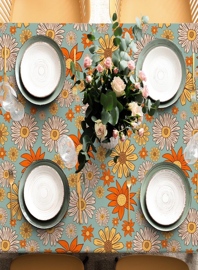 AnyDesign Groovy Daisy Tablecloth 60 x 104 Inch Vintage Boho Floral Table Cloth Washable Retro Hippies Flower Table Cover for 70s Boho Birthday Baby Shower Wedding Party Decor - Image 3
