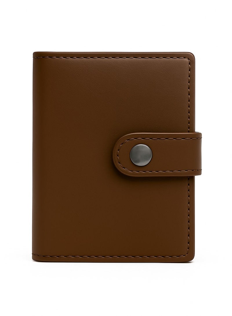 Horse Leather card holder – compact, pocket-sized design with snap closure – brown – 221 - Image 2